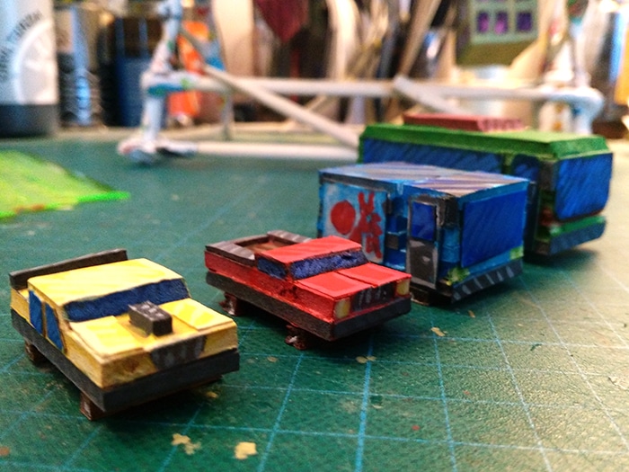 cars bus truck for stop motion cylinder rotating city