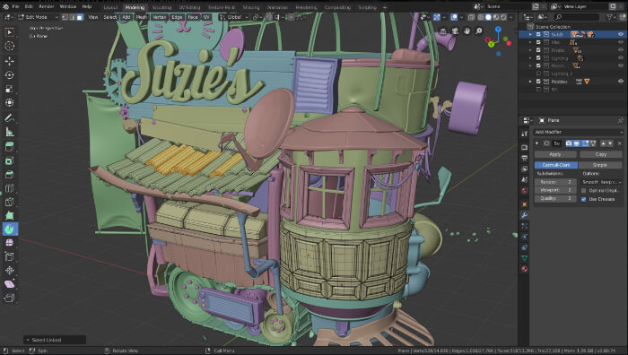 Interface graphique de Blender