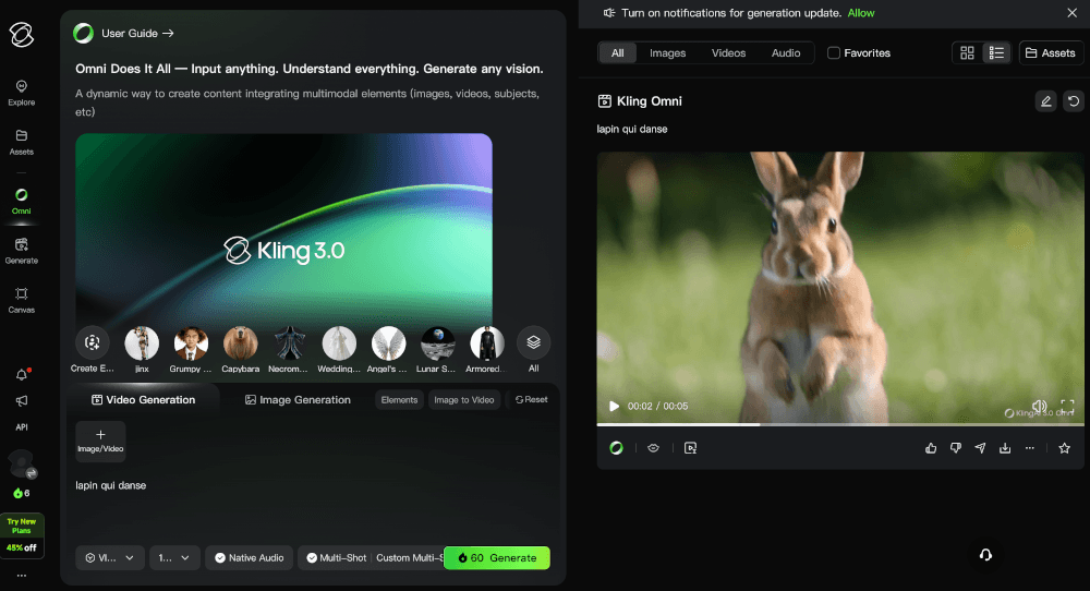 11- Kling-Test AI video animation-lapin qui danse